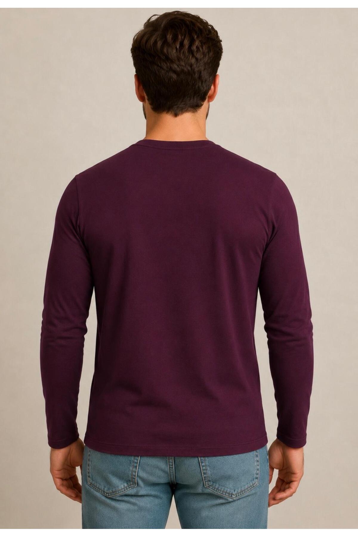 Erkek Pamuklu Likralı Süprem Uzun Kollu T-shirt-D240