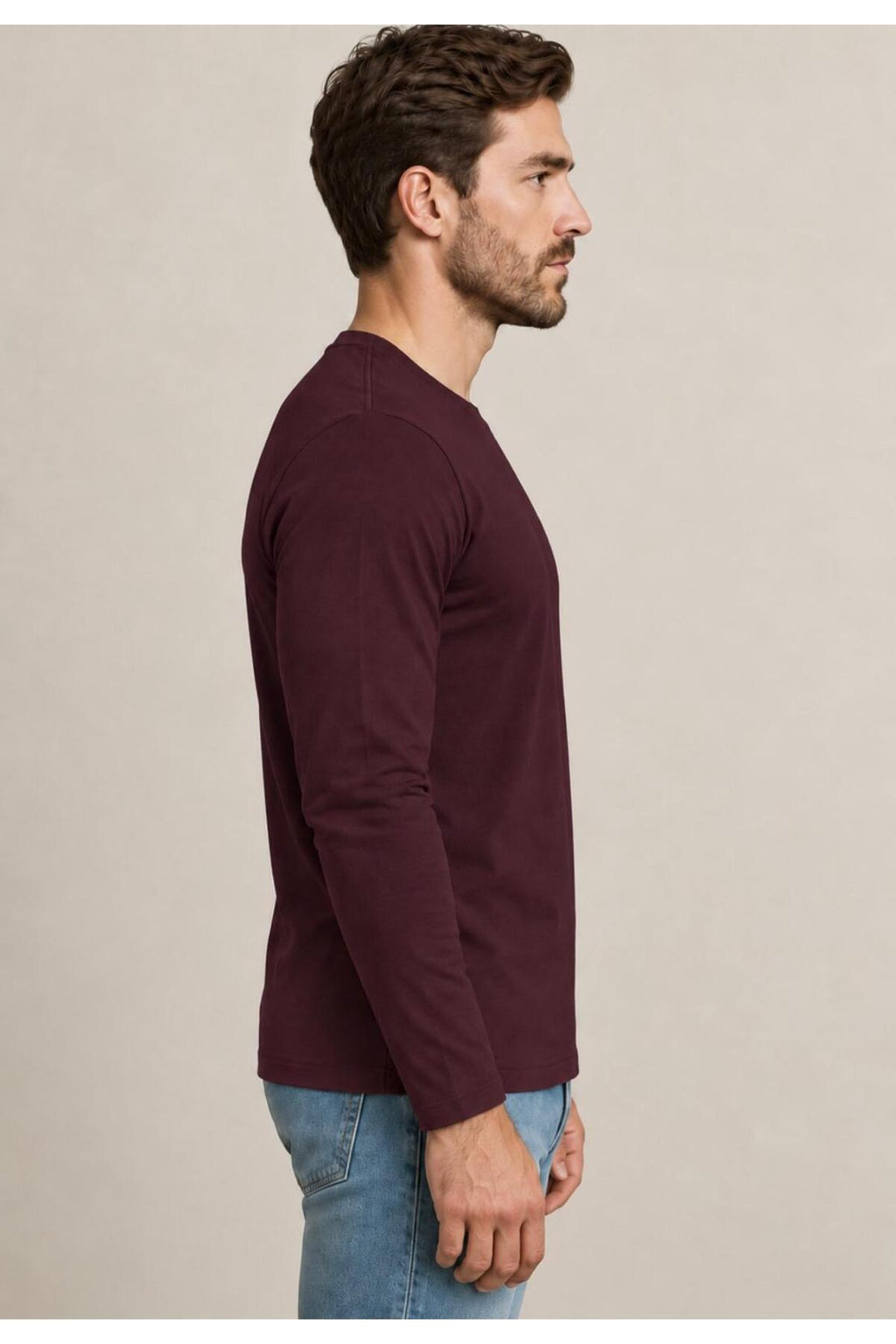 Erkek Pamuklu Likralı Süprem Uzun Kollu T-shirt-D240