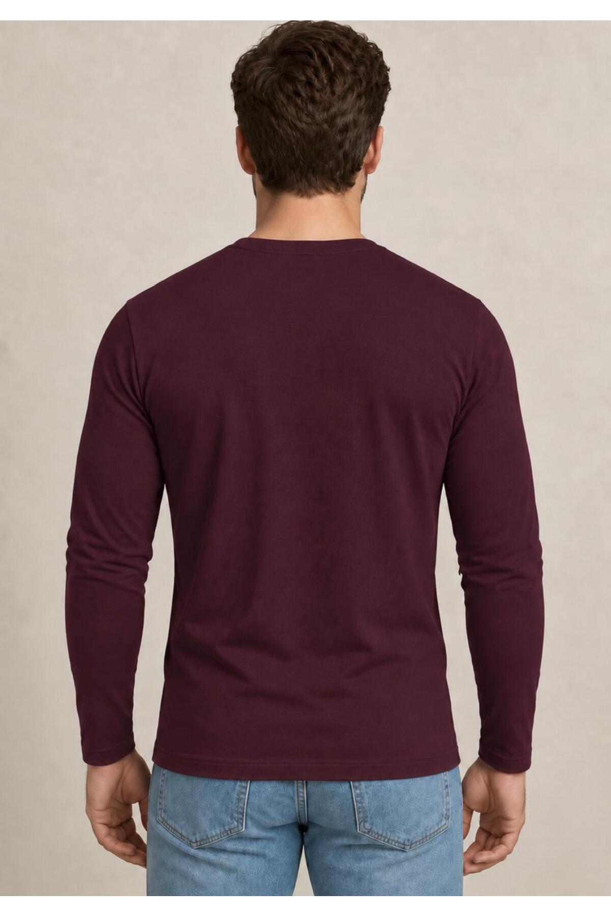 Erkek Pamuklu Likralı Süprem Uzun Kollu T-shirt-D240