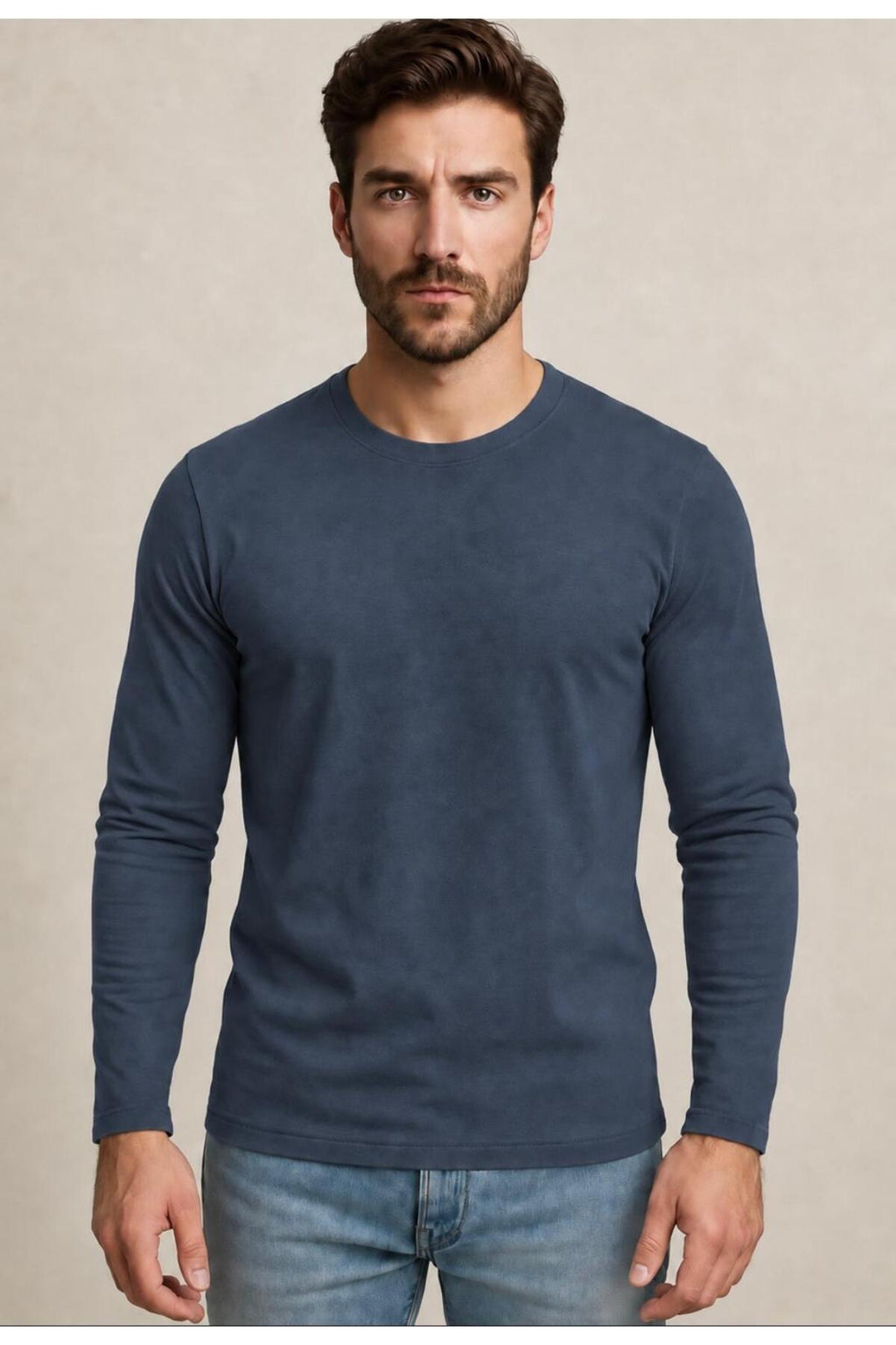Erkek Pamuklu Likralı Süprem Uzun Kollu T-shirt-D240