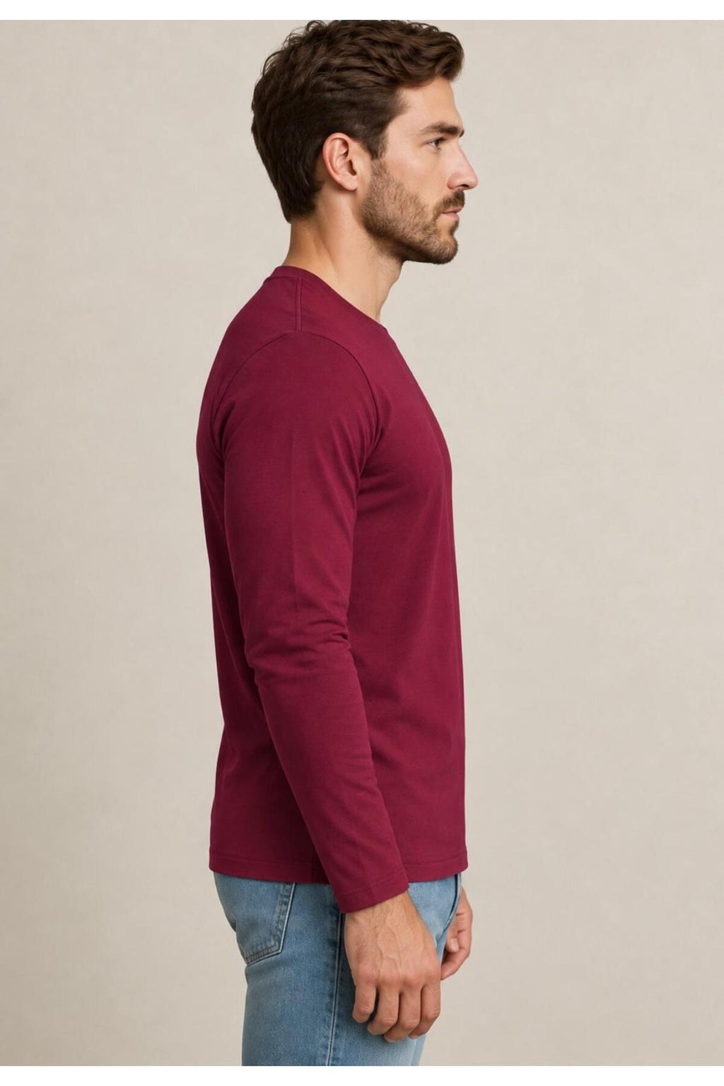 Erkek Pamuklu Likralı Süprem Uzun Kollu T-shirt-D240