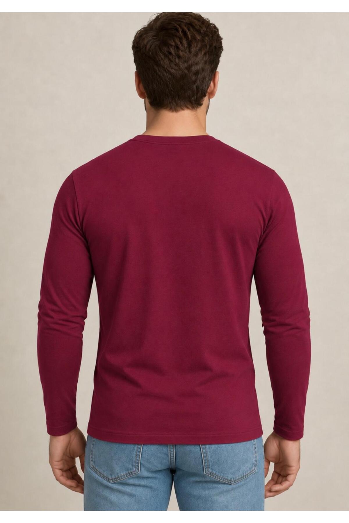 Erkek Pamuklu Likralı Süprem Uzun Kollu T-shirt-D240