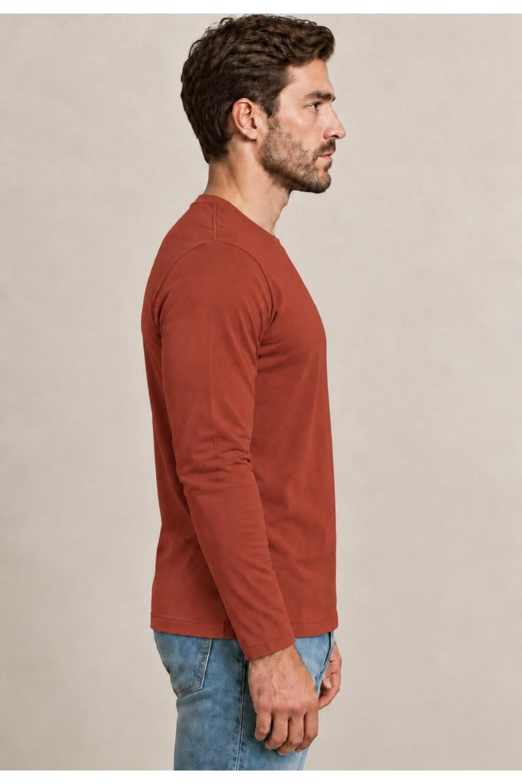 Erkek Pamuklu Likralı Süprem Uzun Kollu T-shirt-D240