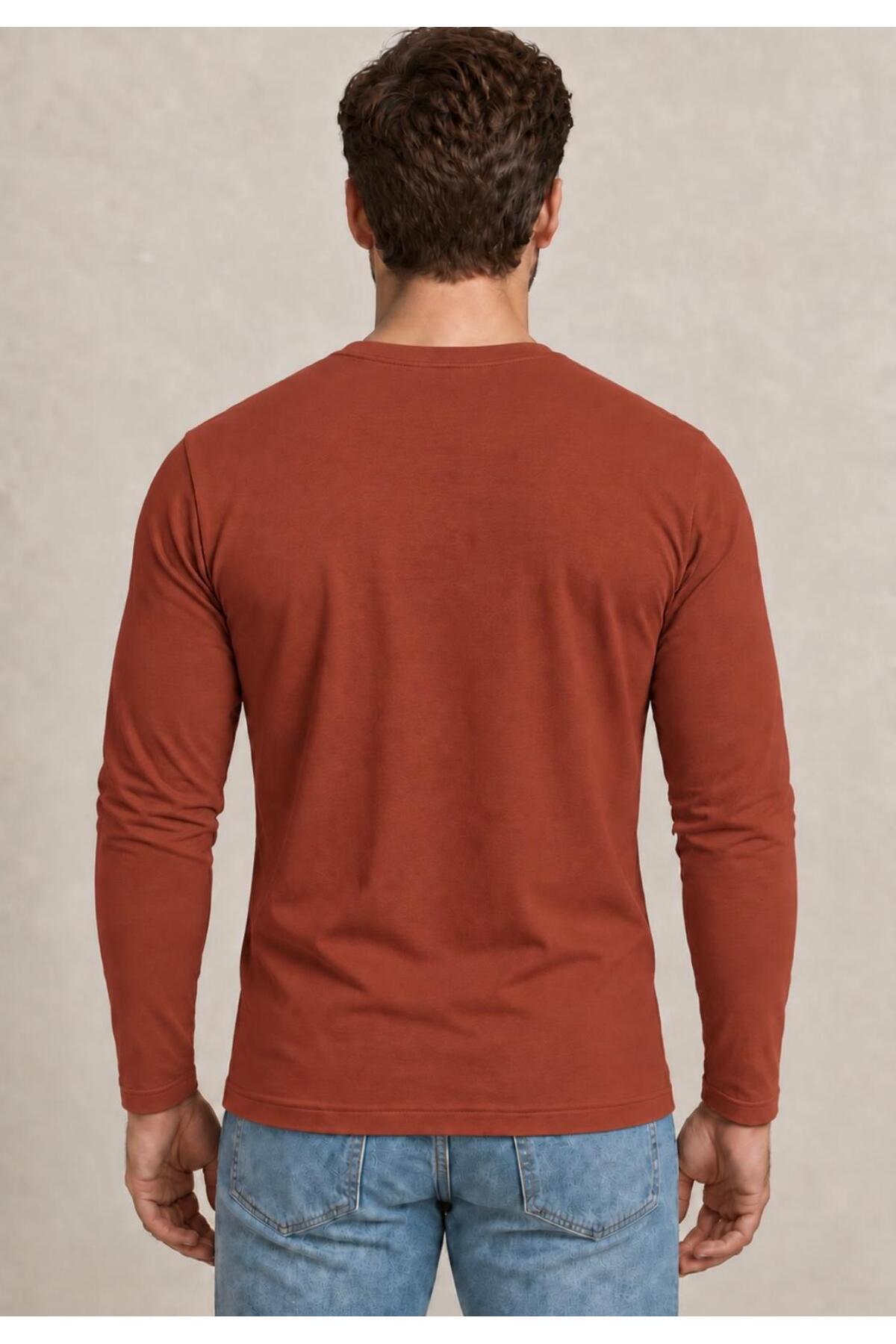Erkek Pamuklu Likralı Süprem Uzun Kollu T-shirt-D240