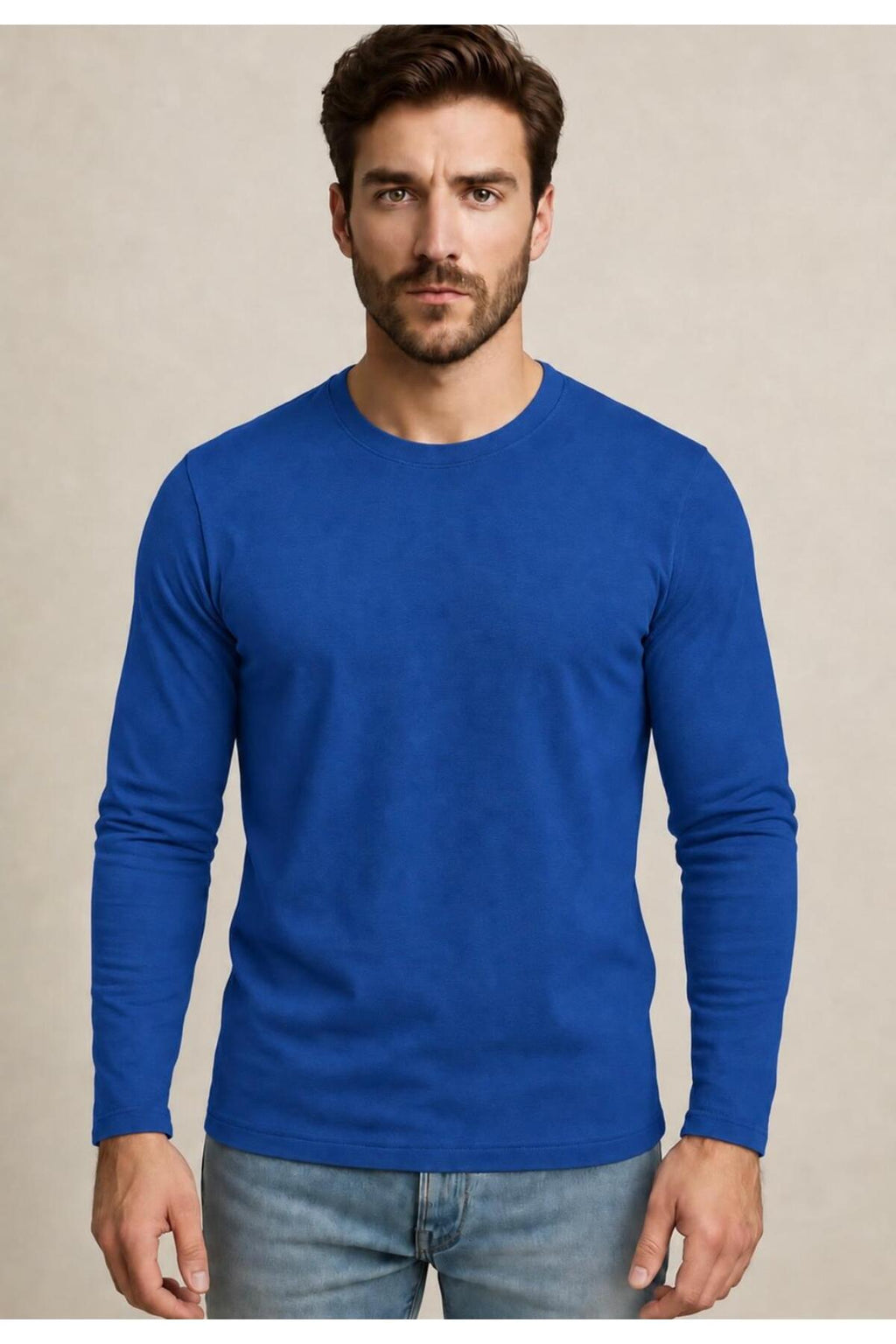 Erkek Pamuklu Likralı Süprem Uzun Kollu T-shirt-D240
