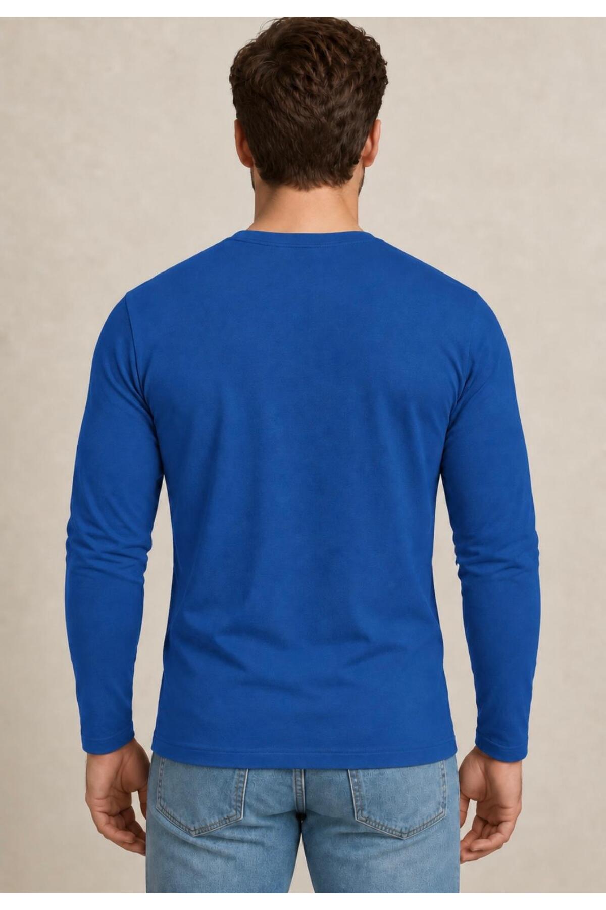Erkek Pamuklu Likralı Süprem Uzun Kollu T-shirt-D240
