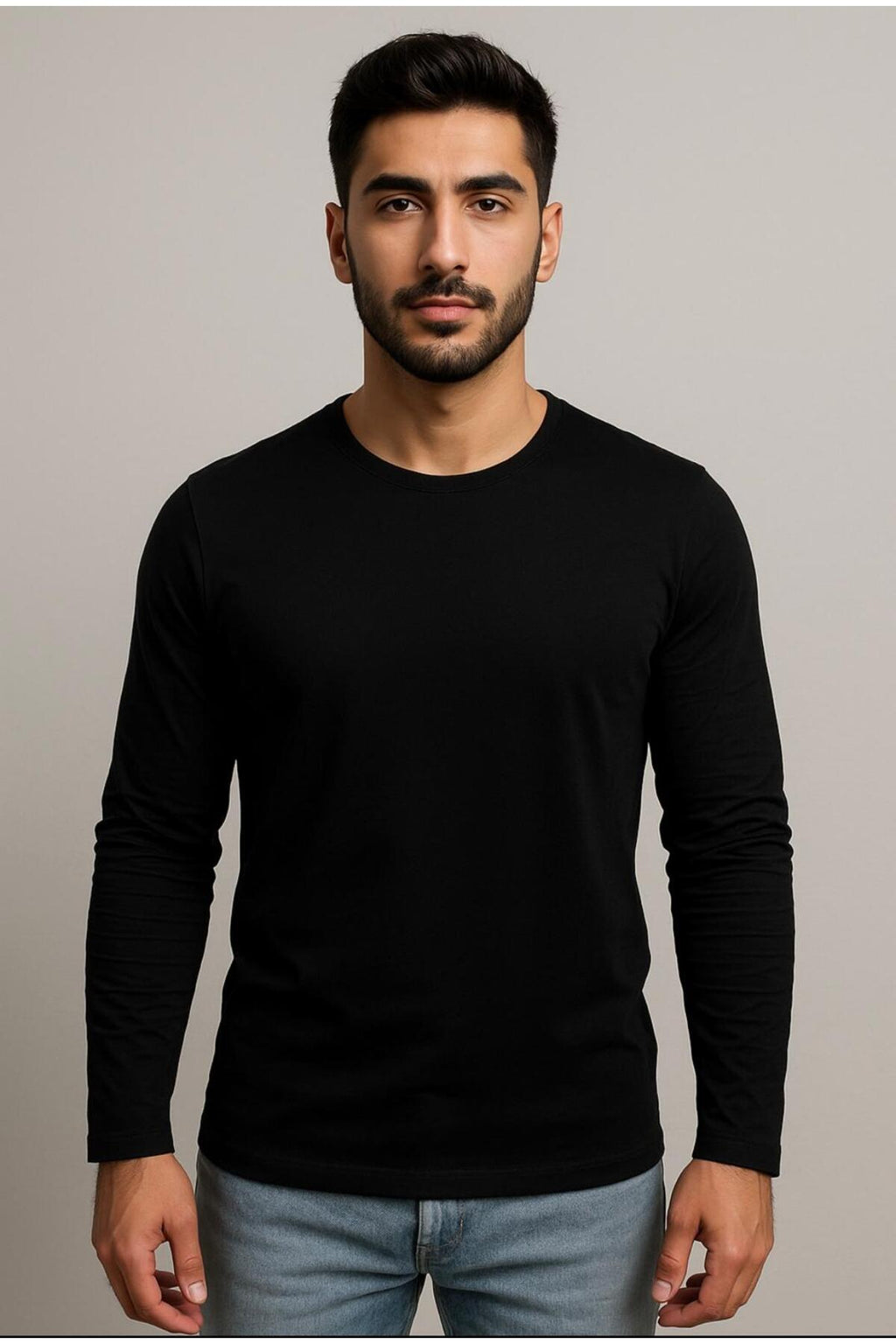 Erkek Pamuklu Likralı Süprem Uzun Kollu T-shirt-D240