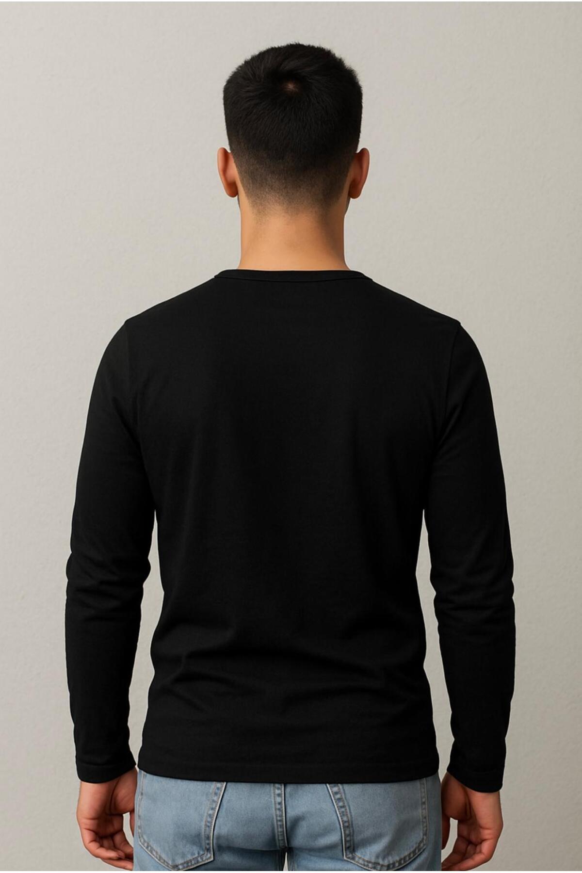 Erkek Pamuklu Likralı Süprem Uzun Kollu T-shirt-D240