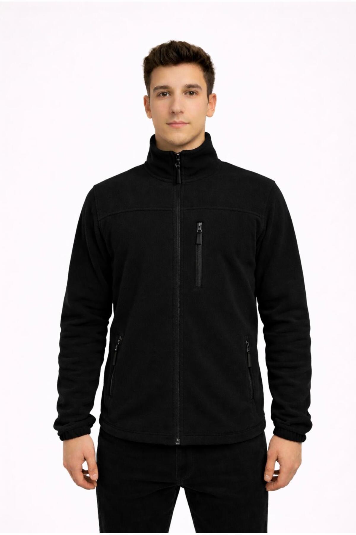 Erkek Polar Fermuarlı Hakim Yaka Sweatshirt-W1141