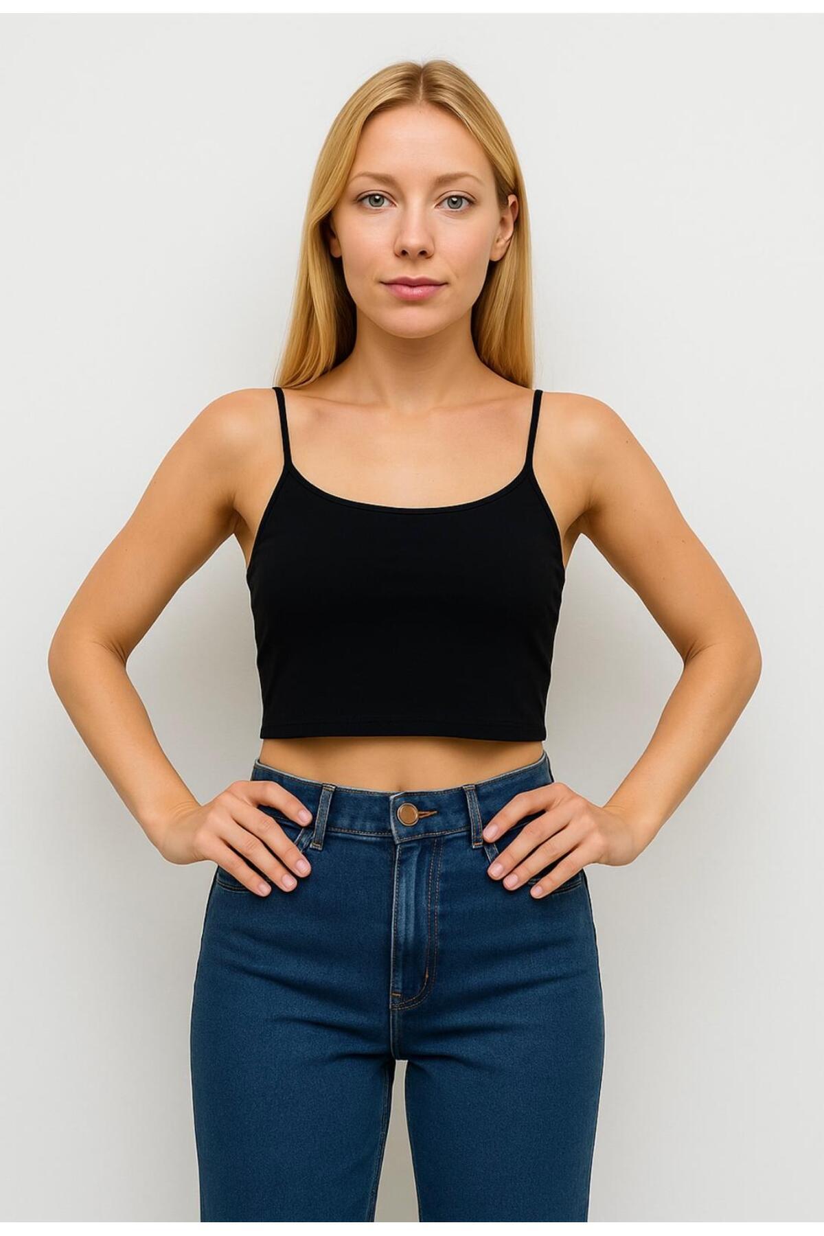 Kadın Ip Askılı Crop Büstiyer-d813