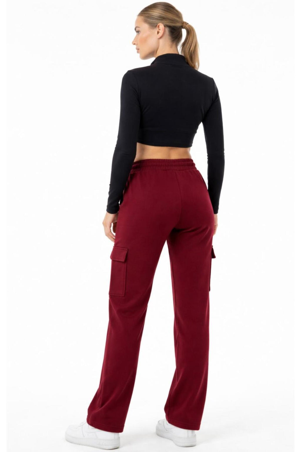 Kadın Oversize Geniş Kalıp 2 İplik Kargo Cepli Eşofman Altı-P2269