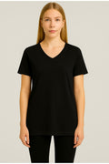 Kadın Kısa Kollu Pamuklu Oversize Rahat Kesim T-shirt-d804-k