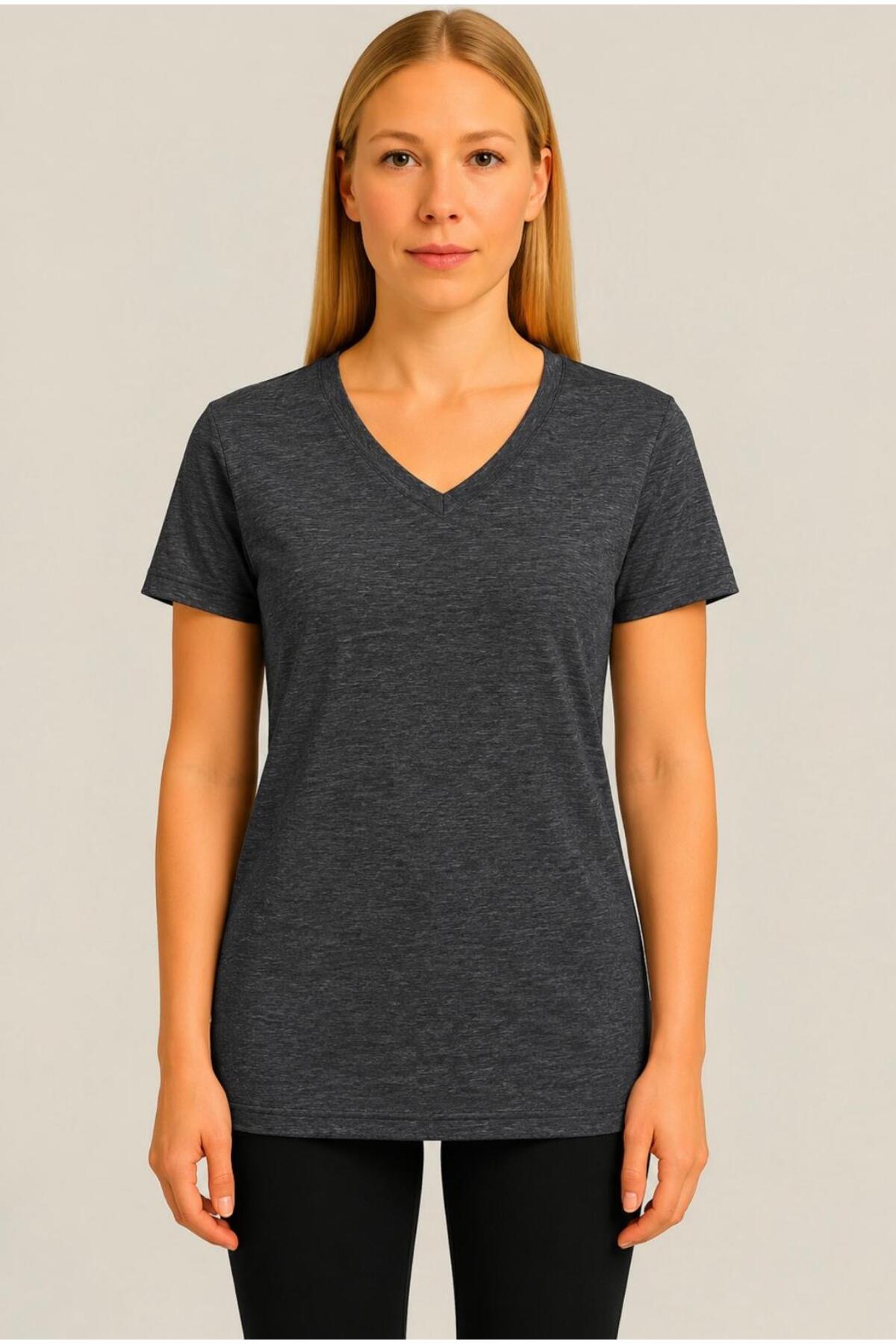 Kadın Kısa Kollu Pamuklu Oversize Rahat Kesim T-shirt-d804-k