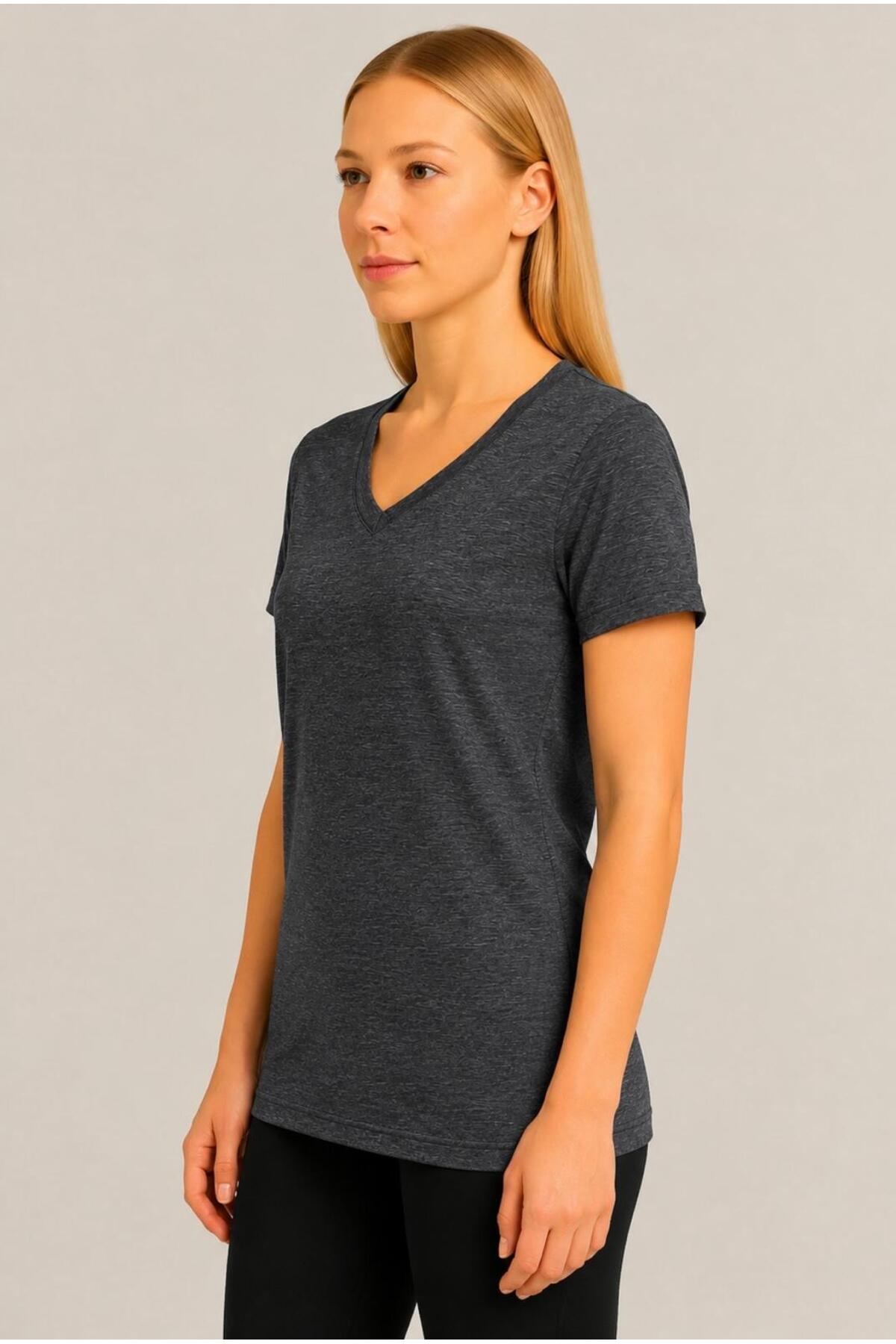 Kadın Kısa Kollu Pamuklu Oversize Rahat Kesim T-shirt-d804-k