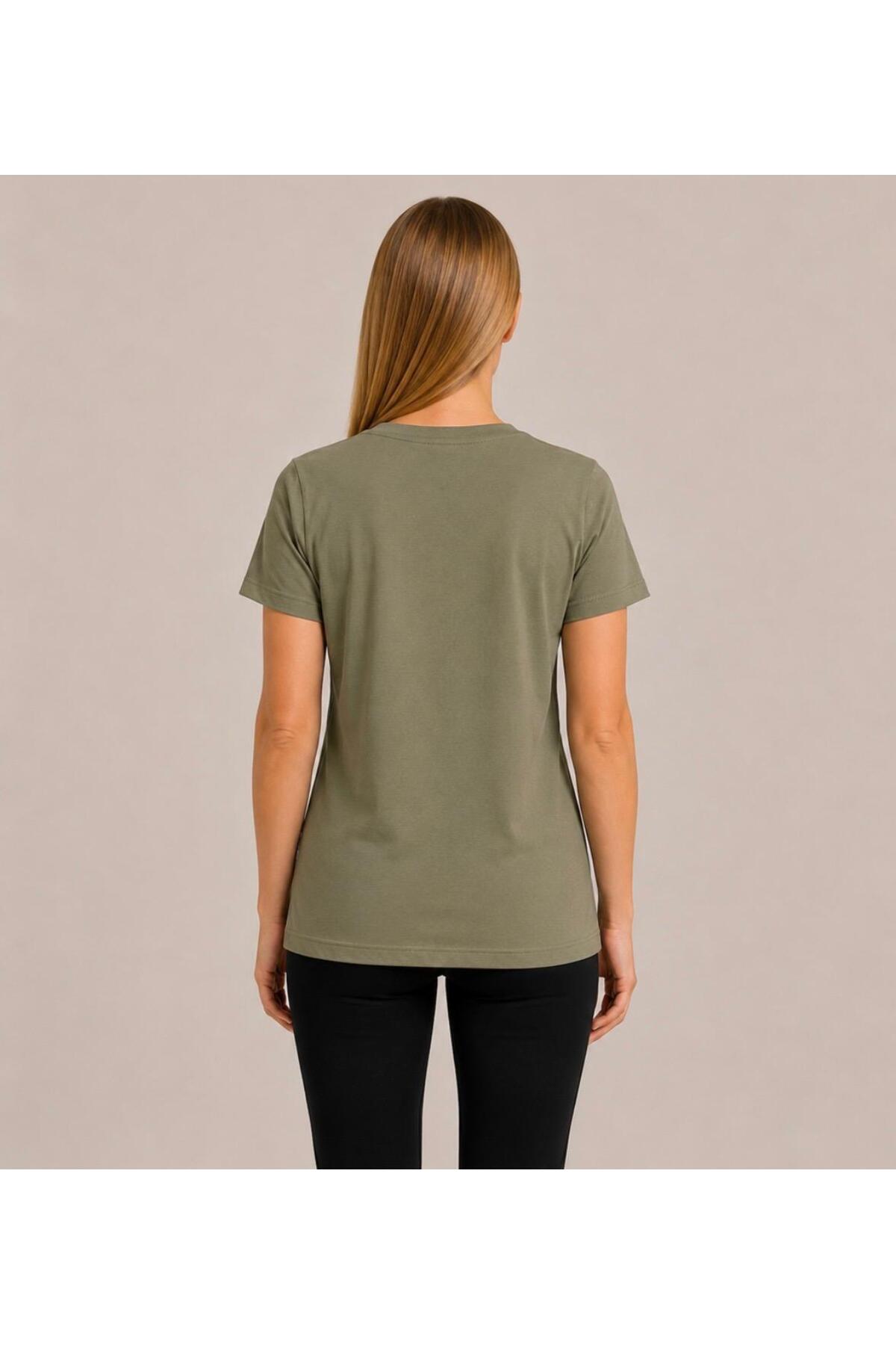 Kadın Kısa Kollu Pamuklu Oversize Rahat Kesim T-shirt-d804-k