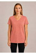 Kadın Kısa Kollu Pamuklu Oversize Rahat Kesim T-shirt-d804-k