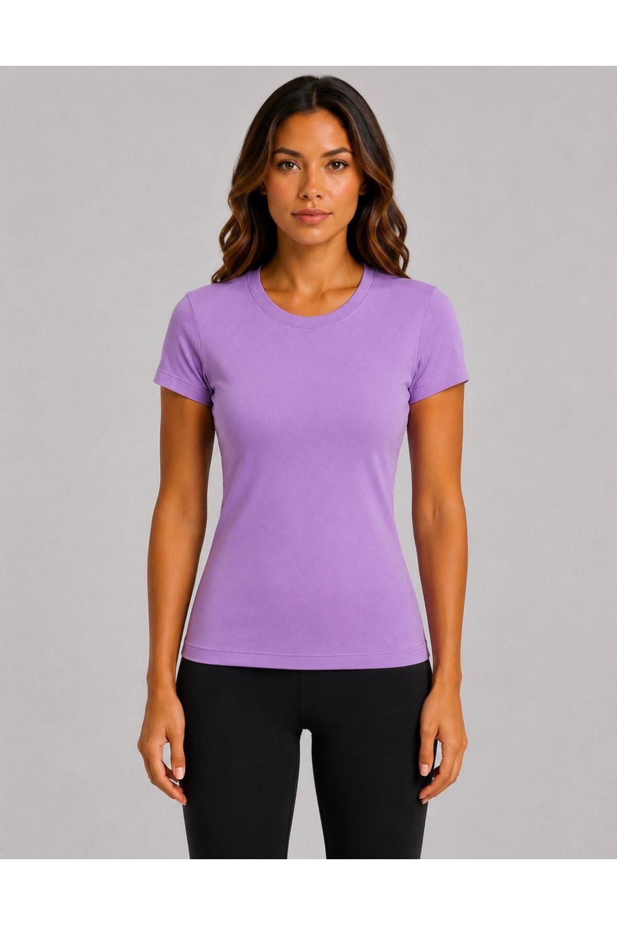 Kadın Likralı Süprem Slim Fit T-shirt-D232