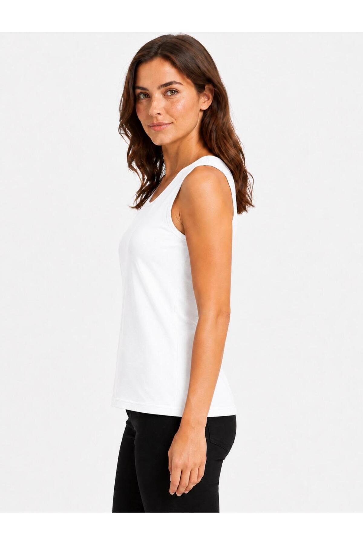 Kadın Likralı Süprem Bisiklet Yaka Kolsuz T-shirt-D2277