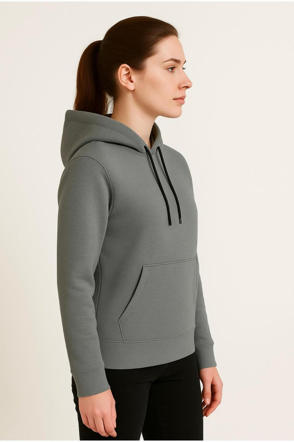 Kadın 3 İplik şardonlu Kapüşonlu Sweatshirt-W1108-K