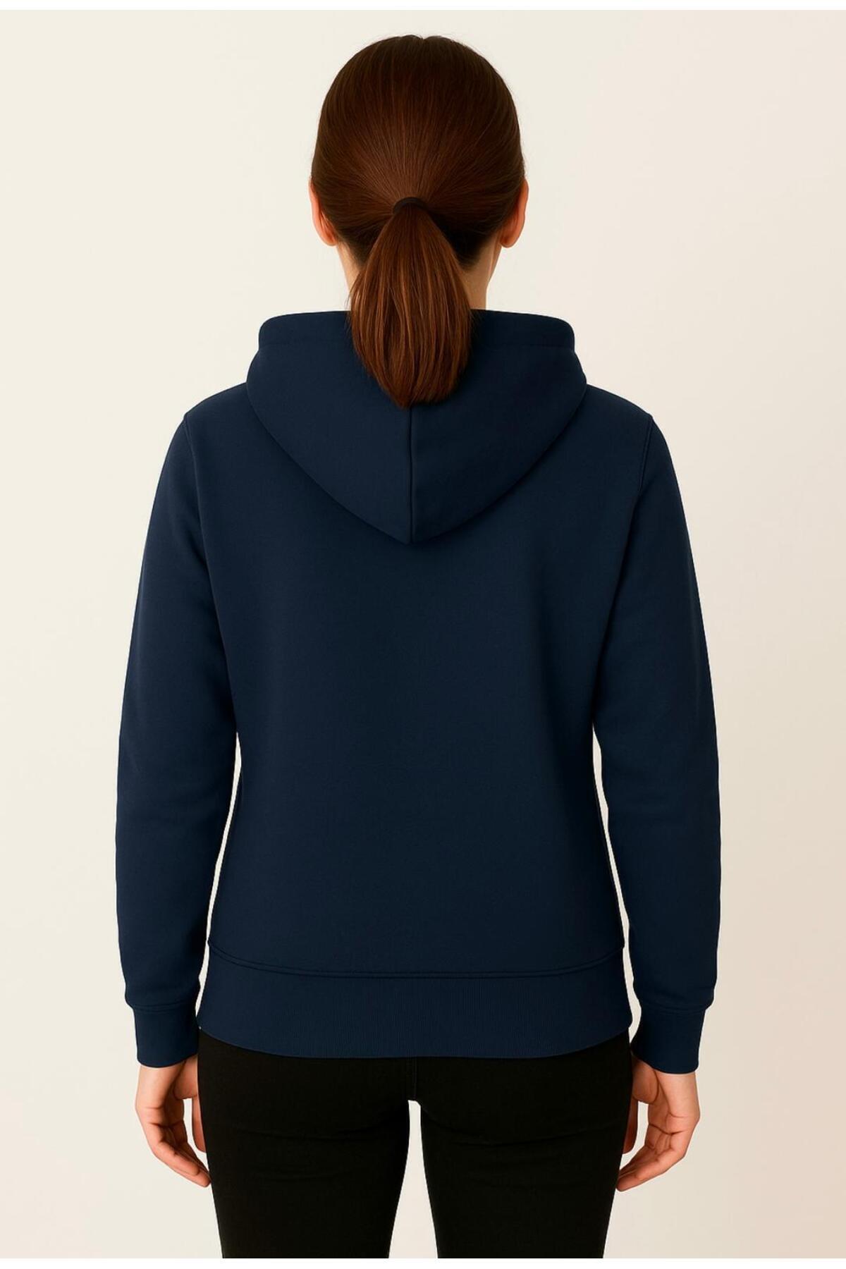 Kadın 3 İplik şardonlu Kapüşonlu Sweatshirt-W1108-K