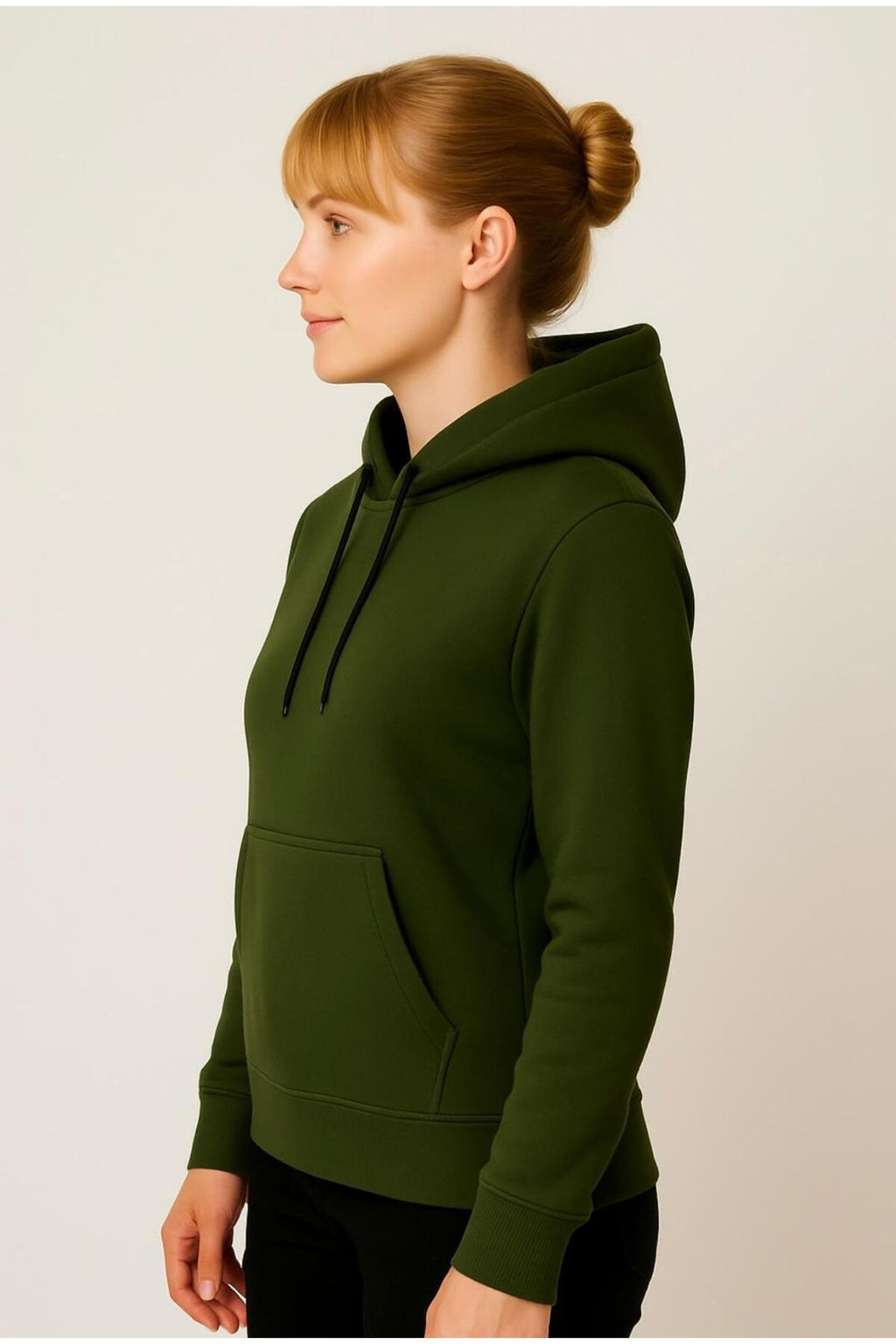 Kadın 3 İplik şardonlu Kapüşonlu Sweatshirt-W1108-K