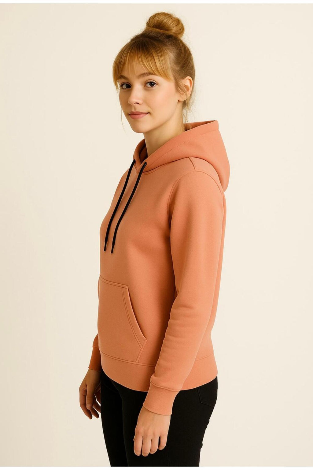 Kadın 3 İplik şardonlu Kapüşonlu Sweatshirt-W1108-K